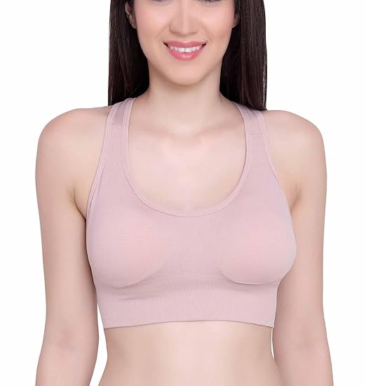 GLAMORAS Women’s Sports Bra – Nylon Elastane, Lightly Padded, Non-Wired, U-Back Design